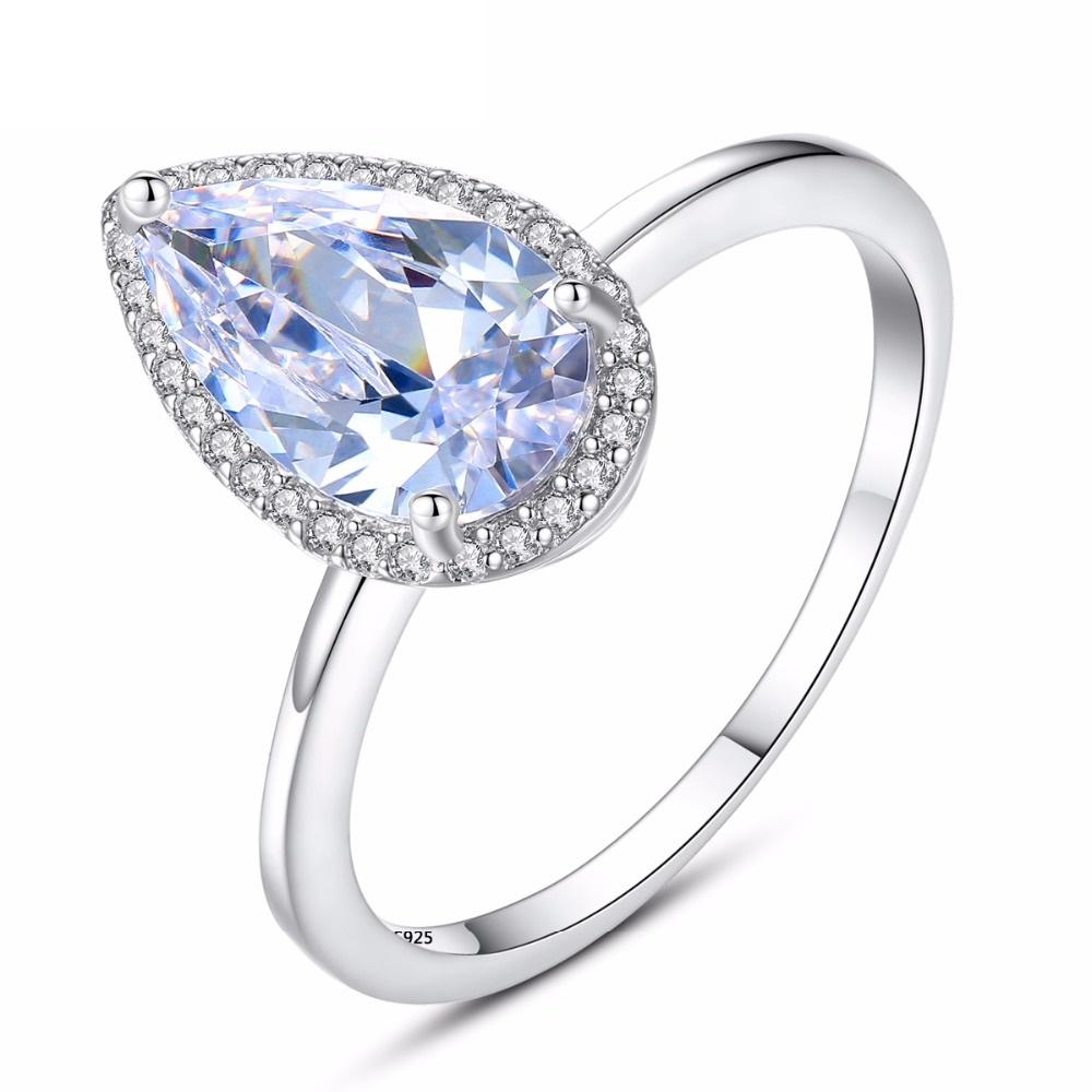 ZYRA® Elen Engagement Ring in S925 Sterling Silver with Pear Cut CZ Stone
