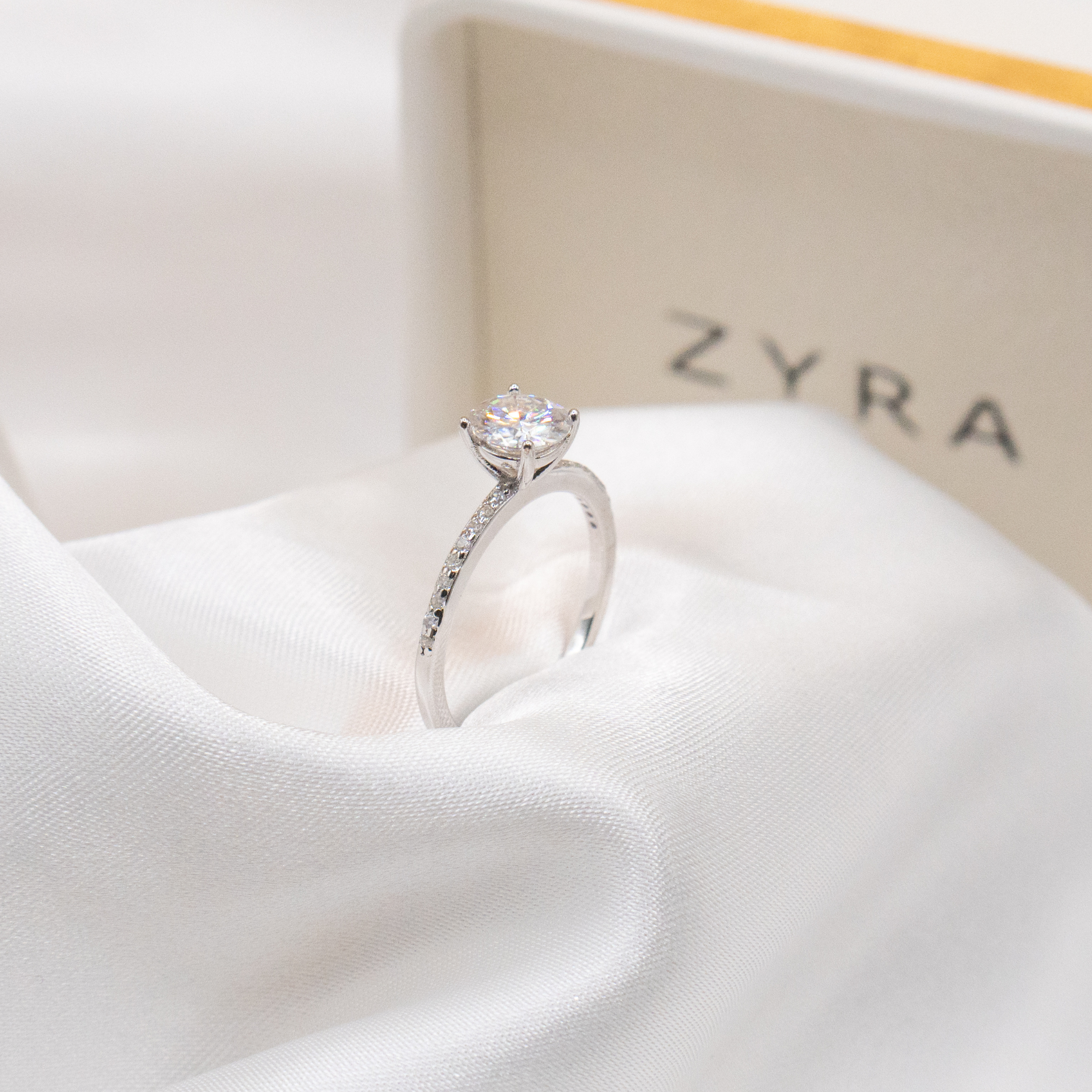 ZYRA® Blair Engagement Ring in S925 Sterling Silver with 1 carat Moissanite