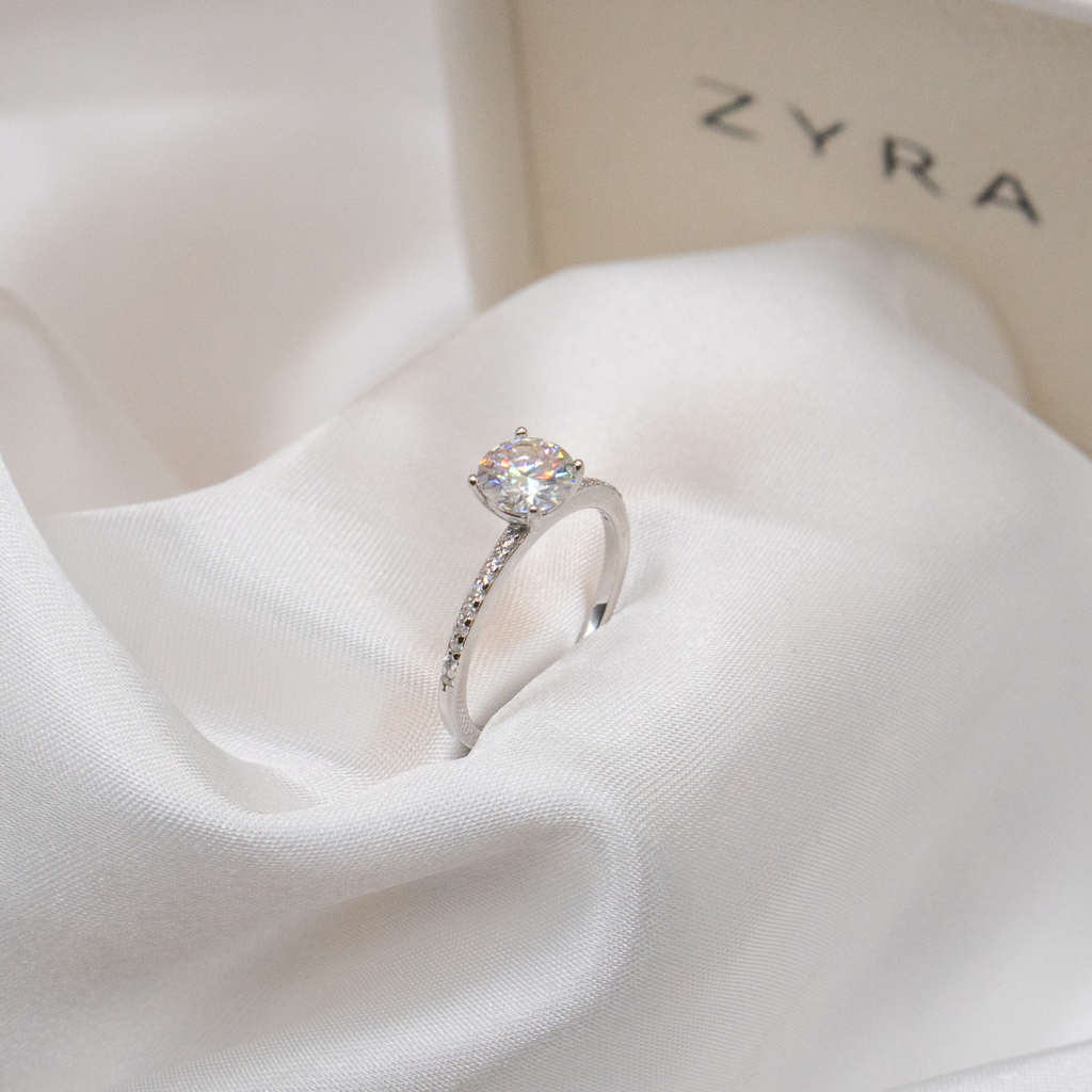 ZYRA® Blair Engagement Ring in S925 Sterling Silver with 1 carat Moissanite