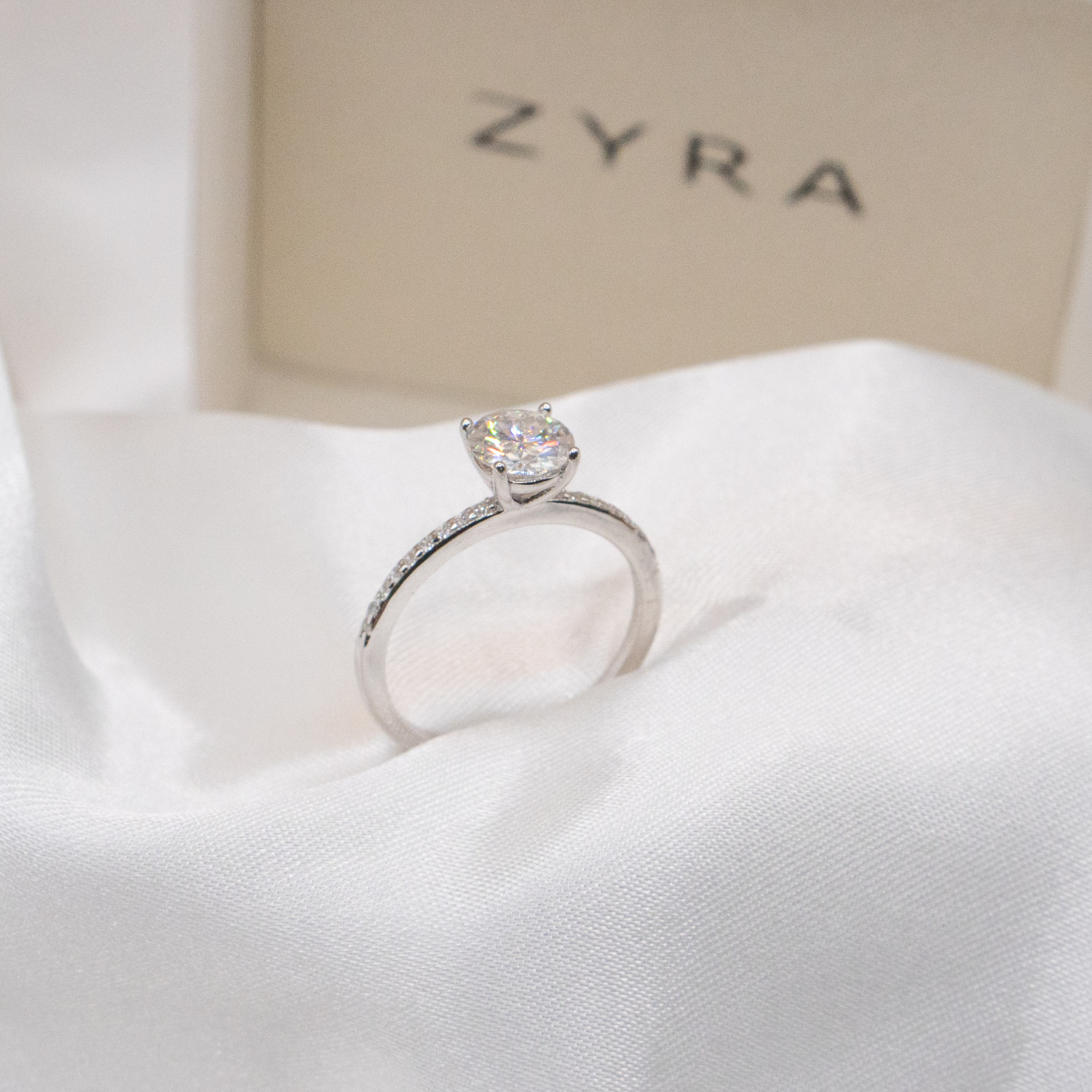 ZYRA® Blair Engagement Ring in S925 Sterling Silver with 1 carat Moissanite