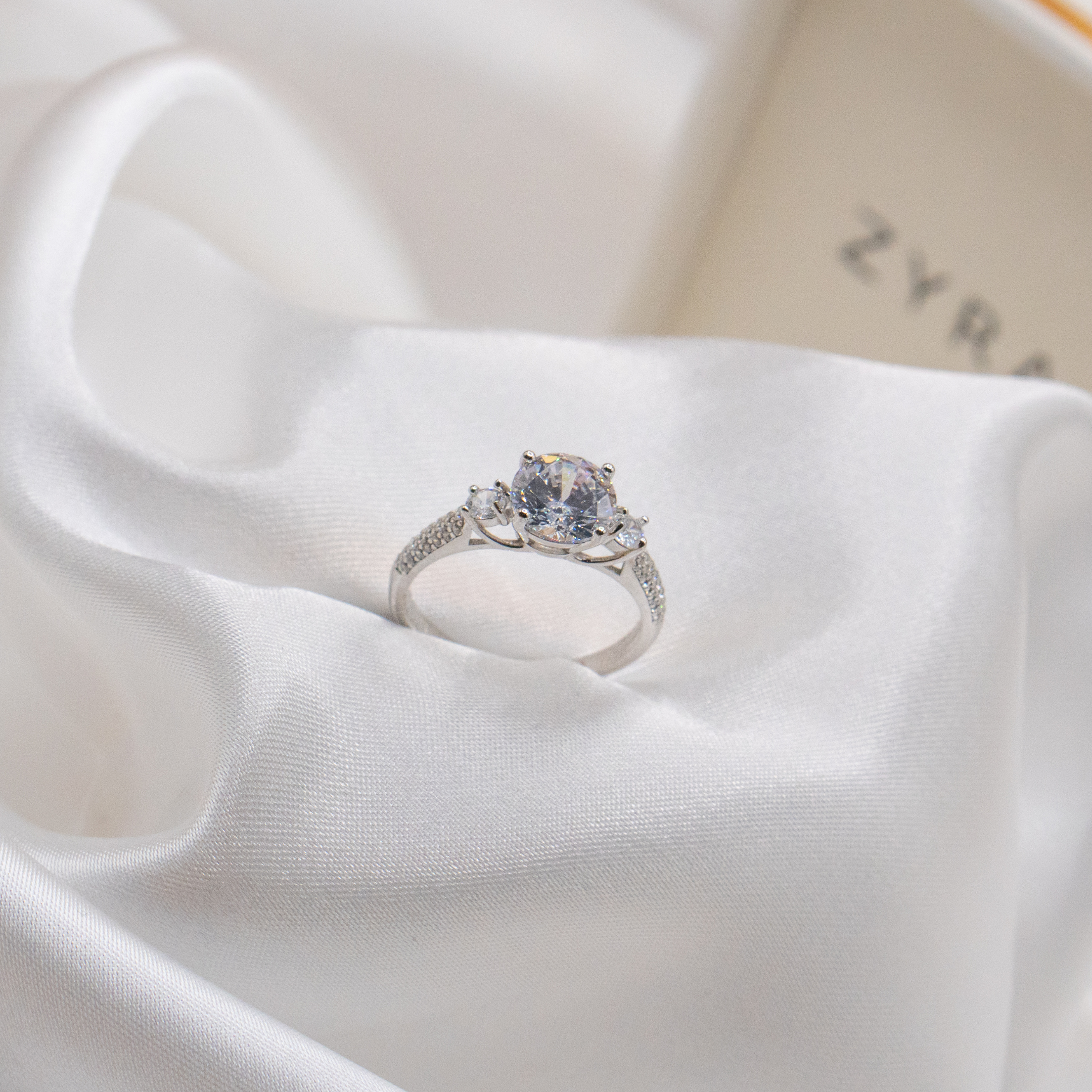 ZYRA® Mayee Engagement Ring in S925 Sterling Silver with CZ Stone - (Buy 1 Get 1 Free 0.1-carat Moissanite Kairi Earrings)