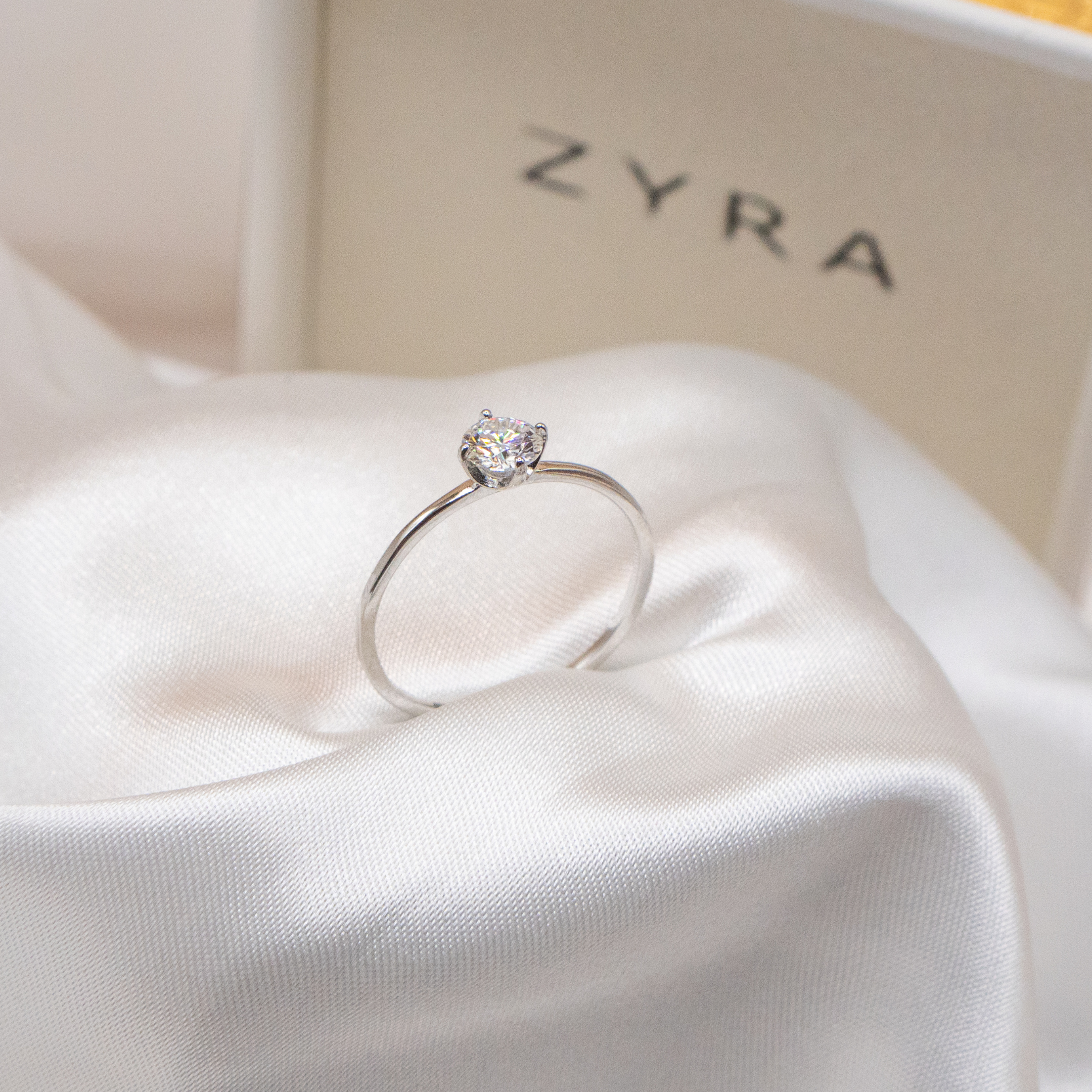 ZYRA® Cordelia Engagement Ring in S925 Sterling Silver with 0.5 carat Moissanite - (Buy 1 Get 1 Free 0.1-carat Moissanite Kairi Earrings)