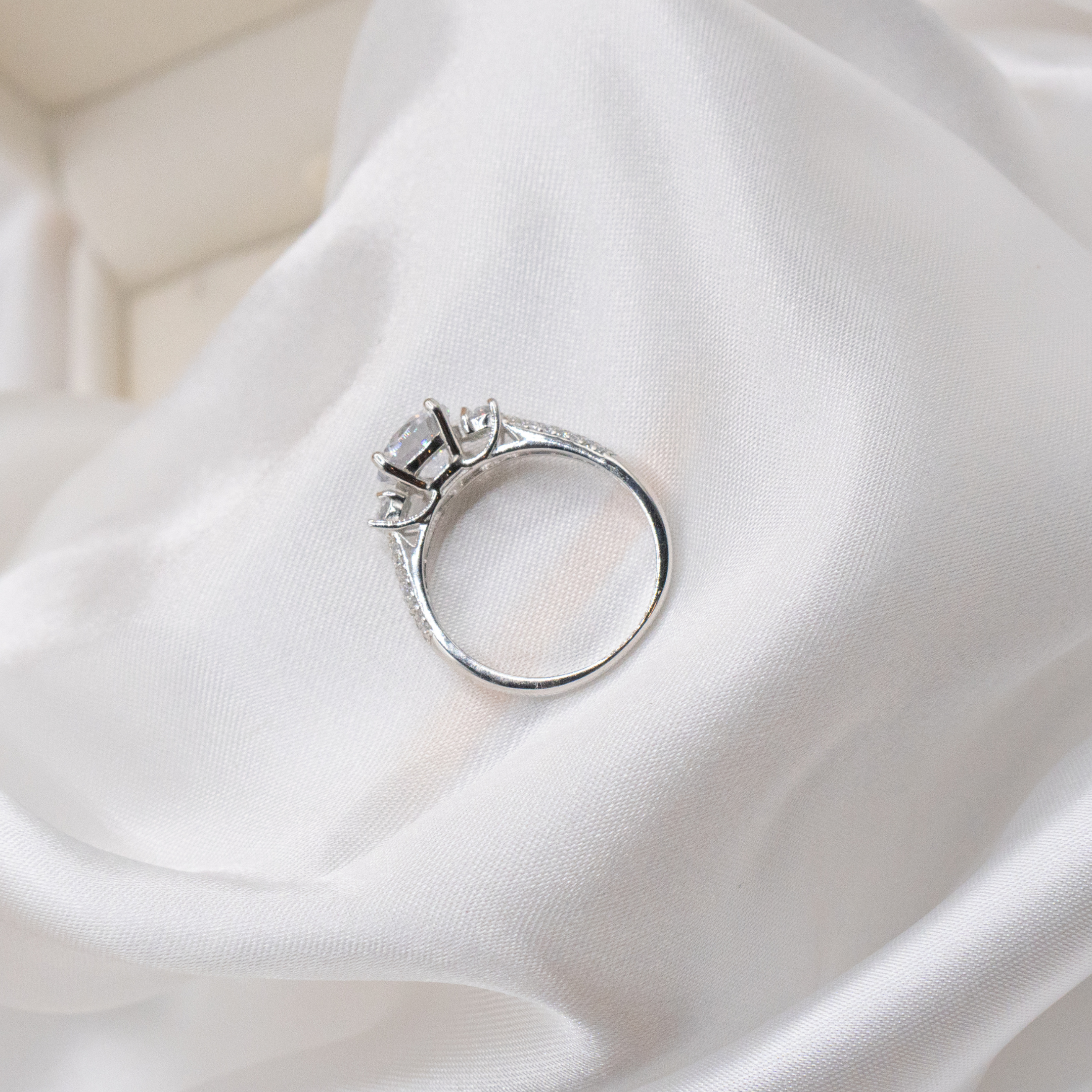 ZYRA® Mayee Engagement Ring in S925 Sterling Silver with CZ Stone - (Buy 1 Get 1 Free 0.1-carat Moissanite Kairi Earrings)