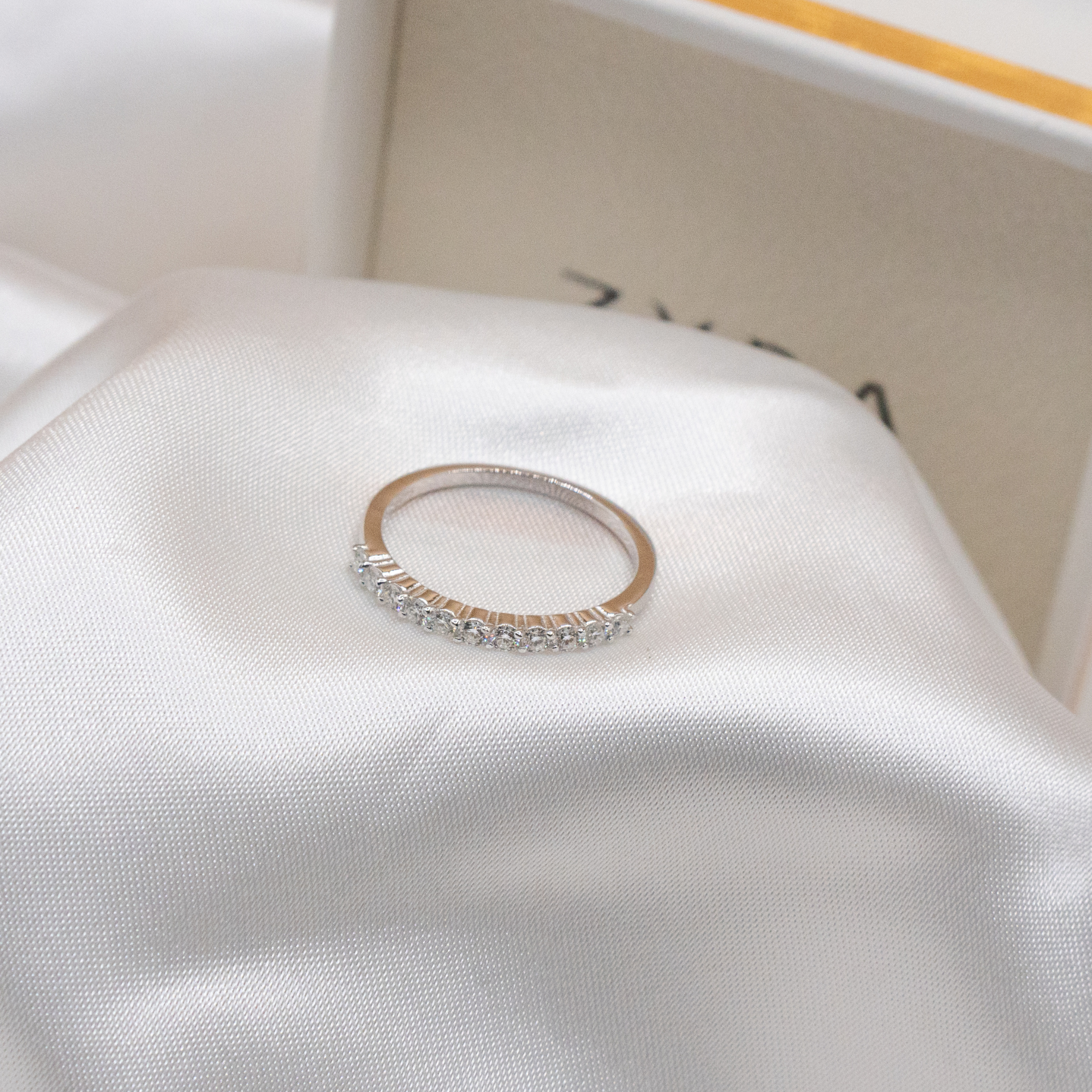 ZYRA® Lisha Stackable Tennis Wedding Ring in S925 Sterling Silver with 11 pcs 0.03 carat Moissanite - (Buy 1 Get 1 Free 0.1-carat Moissanite Kairi Earrings)