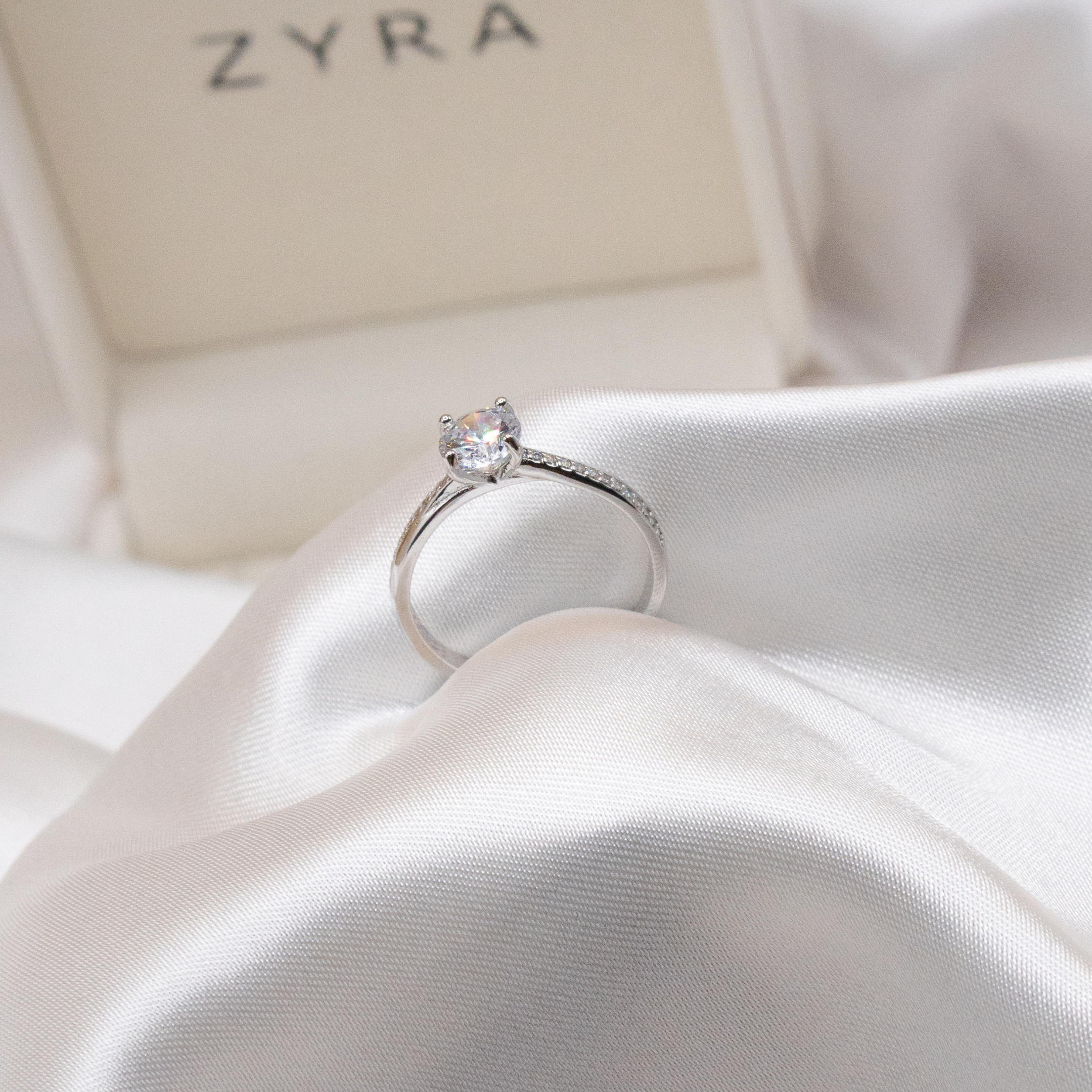 ZYRA® Gigi Ring in S925 Sterling Silver with Half Eternity and Round Brilliant Cut CZ Stone