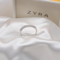 ZYRA® Lisha Stackable Tennis Wedding Ring in S925 Sterling Silver with 11 pcs 0.03 carat Moissanite - (Buy 1 Get 1 Free 0.1-carat Moissanite Kairi Earrings)