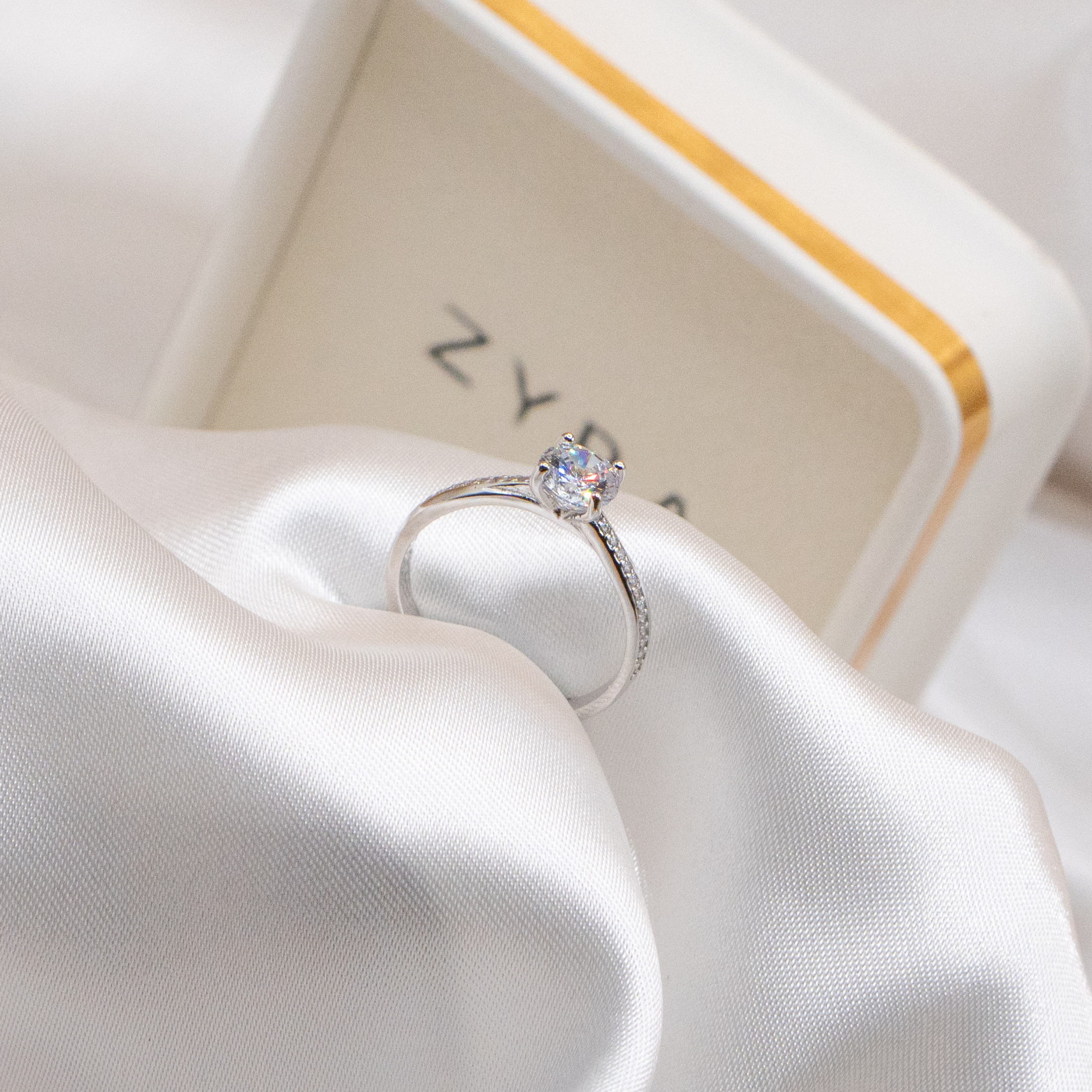 ZYRA® Gigi Ring in S925 Sterling Silver with Half Eternity and Round Brilliant Cut CZ Stone