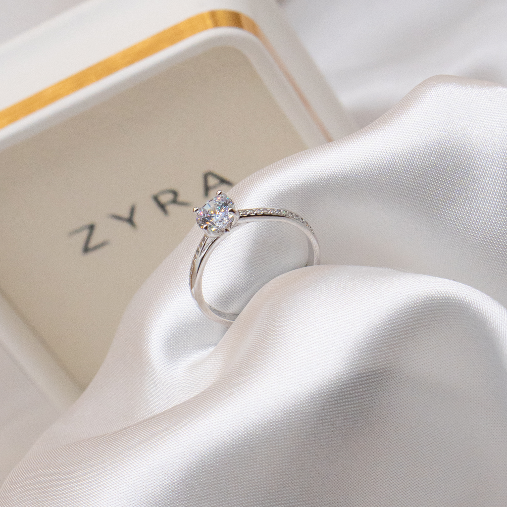 ZYRA® Gigi Ring in S925 Sterling Silver with Half Eternity and Round Brilliant Cut CZ Stone