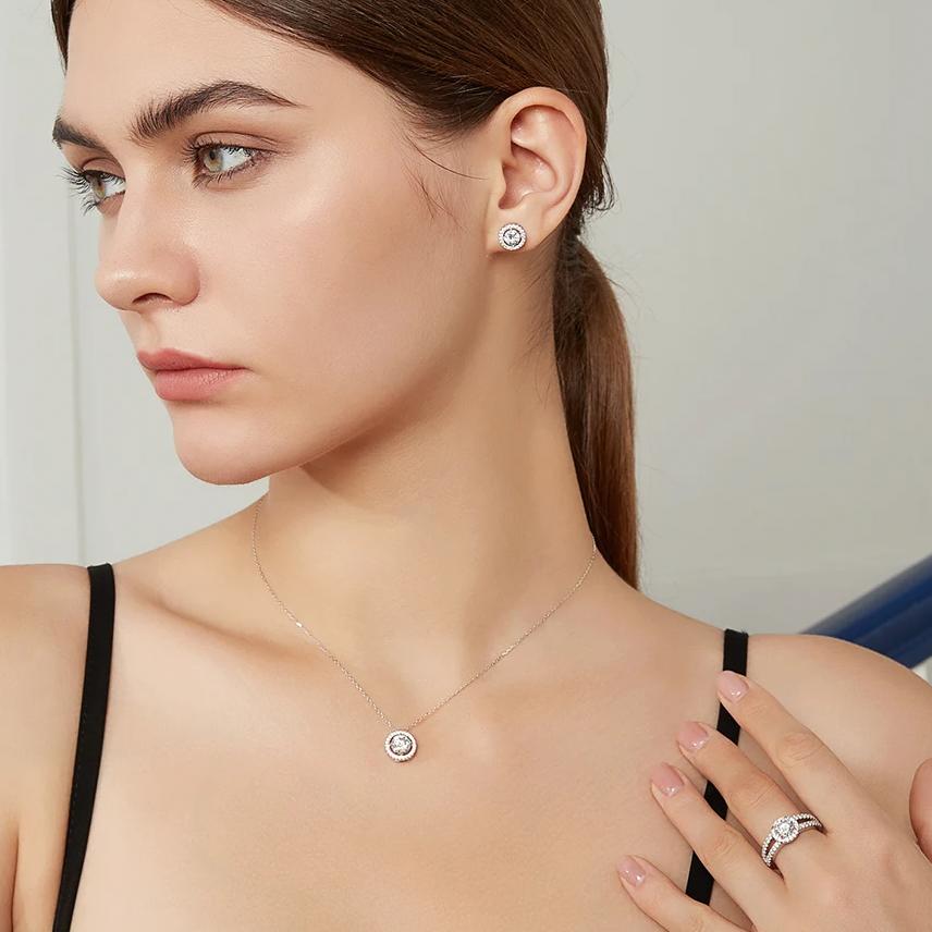 ZYRA® Moissanite Helmi Earrings in S925 Sterling Silver (1 pair) - (Buy 1 Get 1 Free 0.1-carat Moissanite Kairi Earrings)