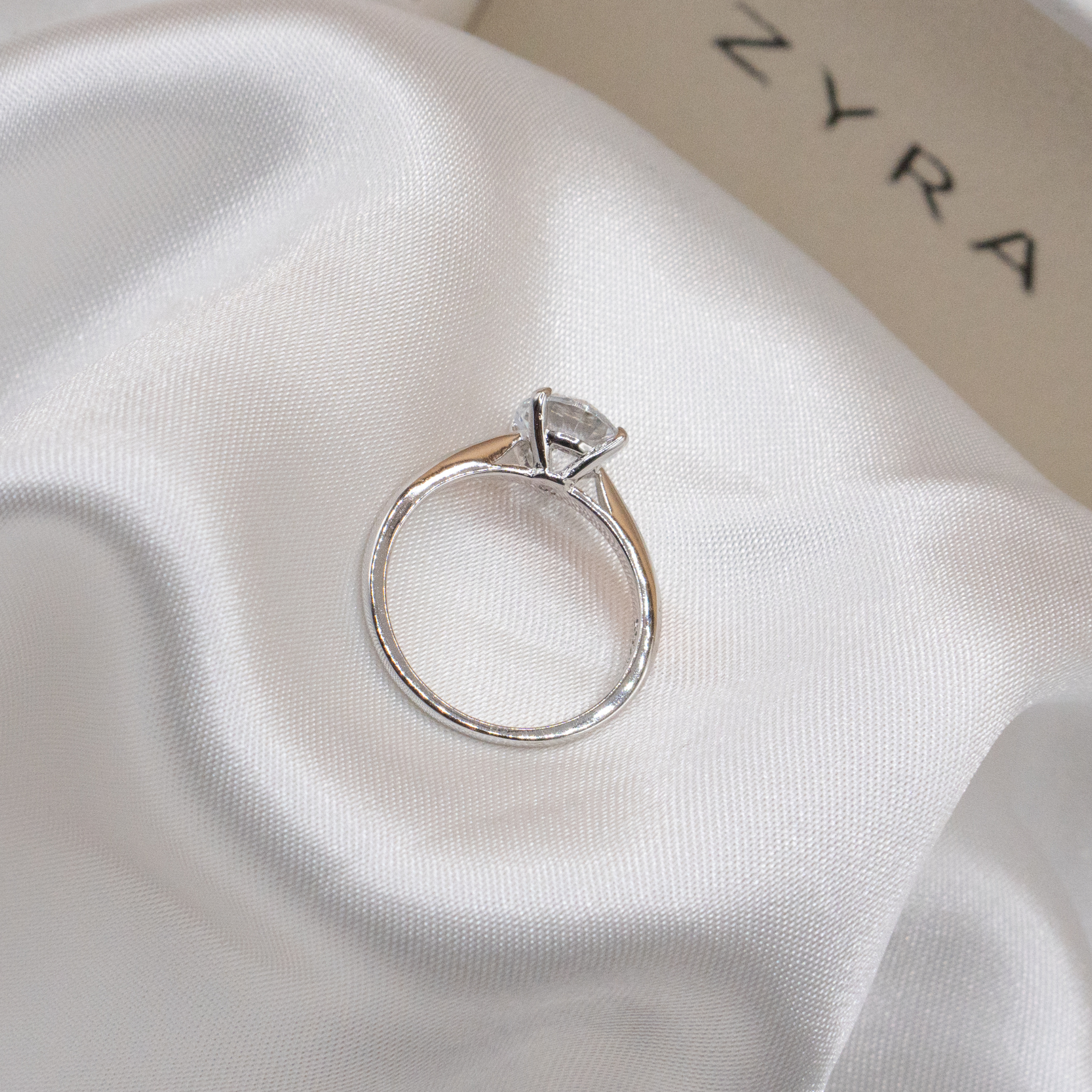 ZYRA® Juna Engagement Ring in S925 Sterling Silver with CZ Stone (Buy 1 Get 1 Free 0.1-carat Moissanite Kairi Earrings)