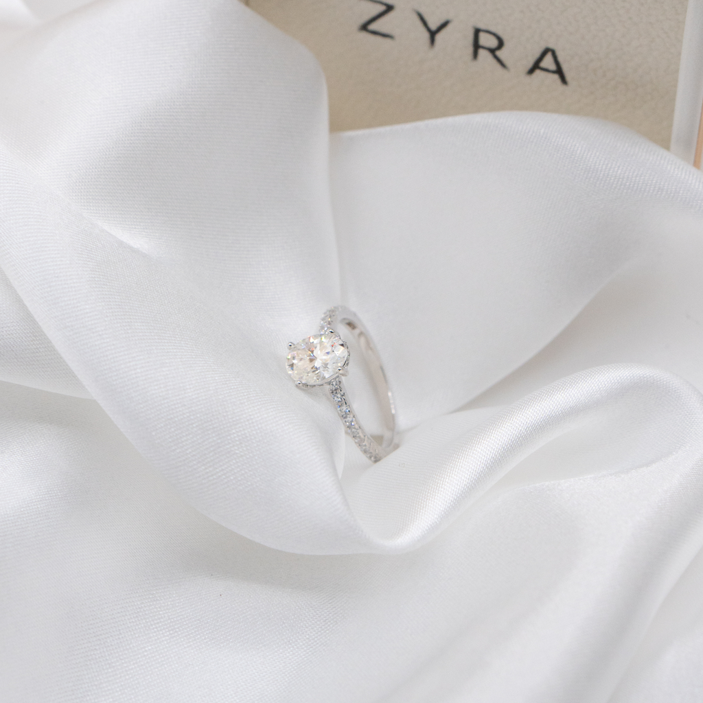 ZYRA® Greta Engagement Ring in S925 Sterling Silver with 1.5 carat Moissanite - (Buy 1 Get 1 Free 0.1-carat Moissanite Kairi Earrings)