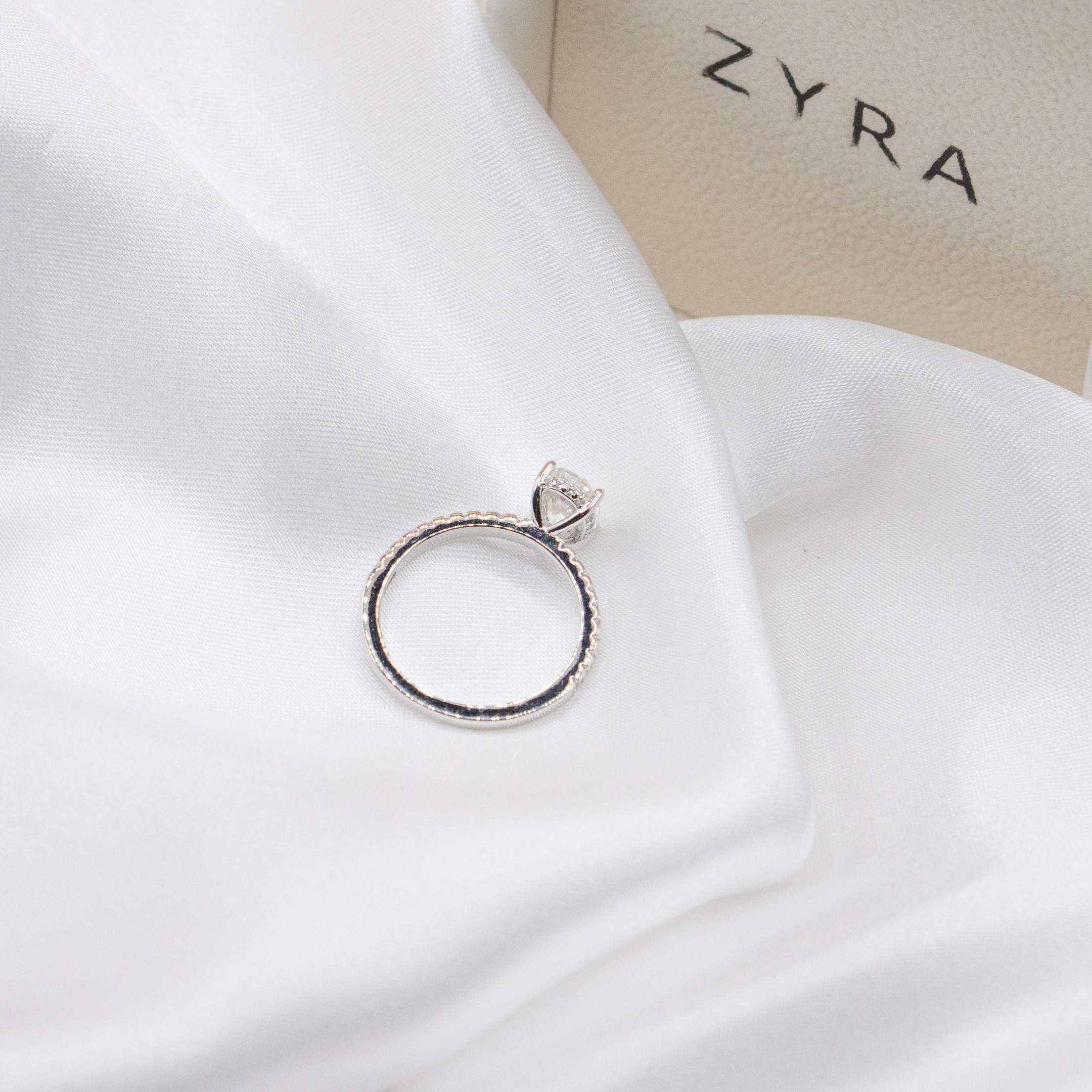 ZYRA® Greta Engagement Ring in S925 Sterling Silver with 1.5 carat Moissanite - (Buy 1 Get 1 Free 0.1-carat Moissanite Kairi Earrings)