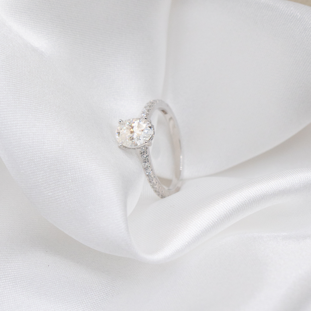 ZYRA® Greta Engagement Ring in S925 Sterling Silver with 1.5 carat Moissanite - (Buy 1 Get 1 Free 0.1-carat Moissanite Kairi Earrings)