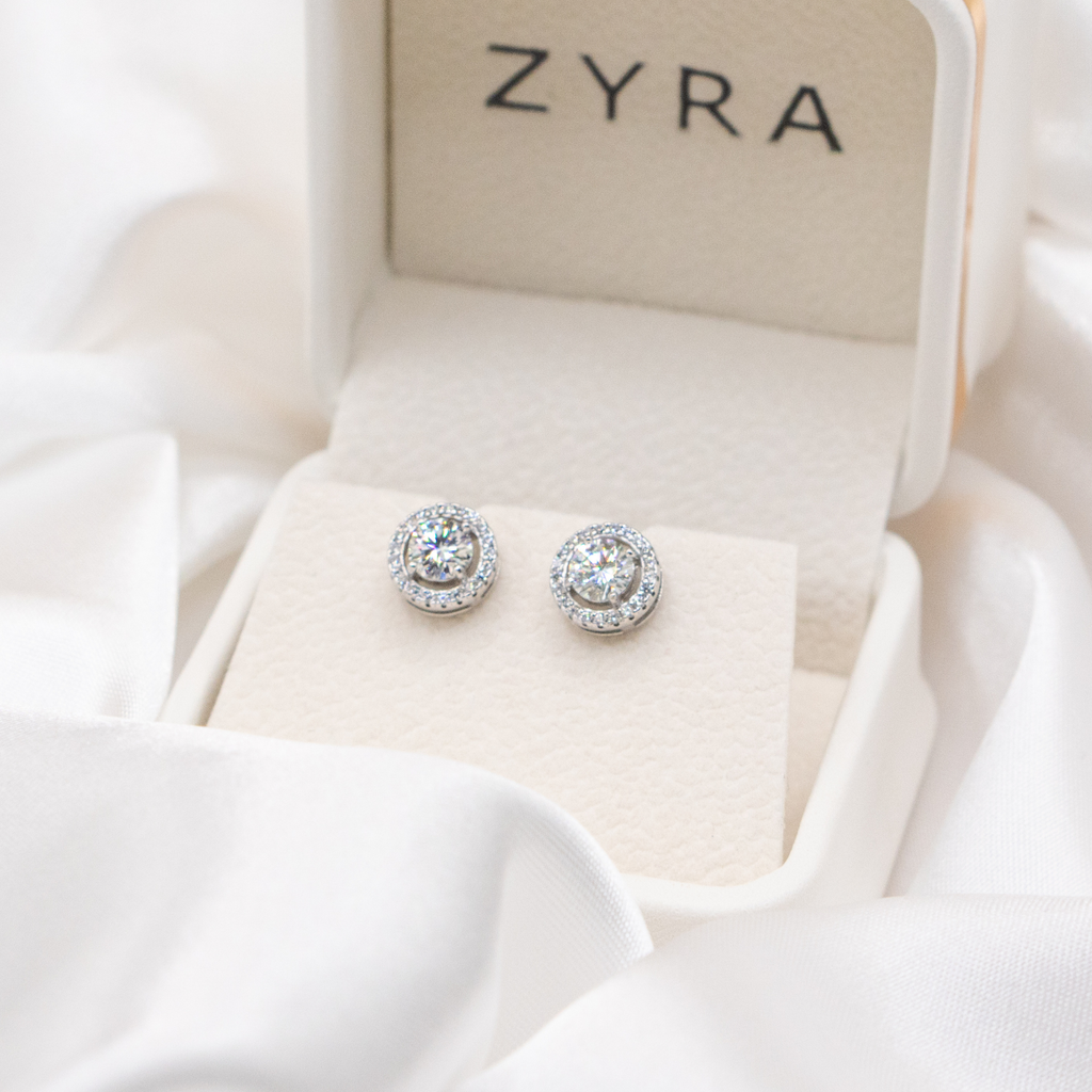 ZYRA® Moissanite Helmi Earrings in S925 Sterling Silver (1 pair) - (Buy 1 Get 1 Free 0.1-carat Moissanite Kairi Earrings)