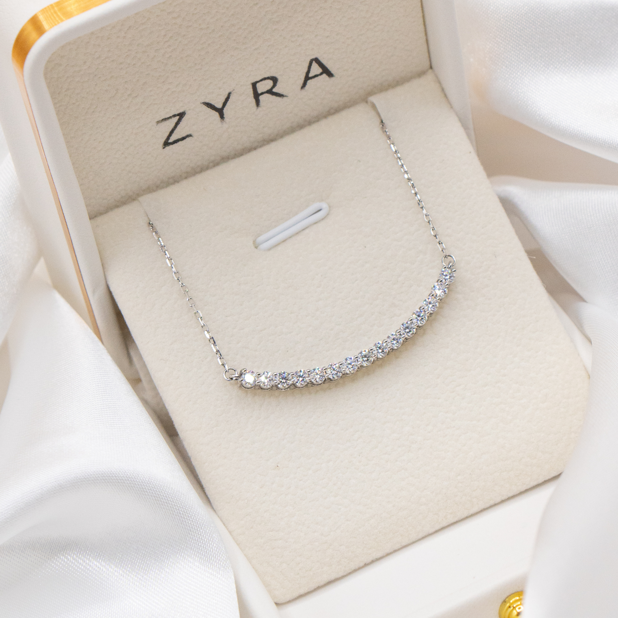 ZYRA® Lisha Necklace in S925 Sterling Silver With (15x 0.06 carat) Moissanite Stone