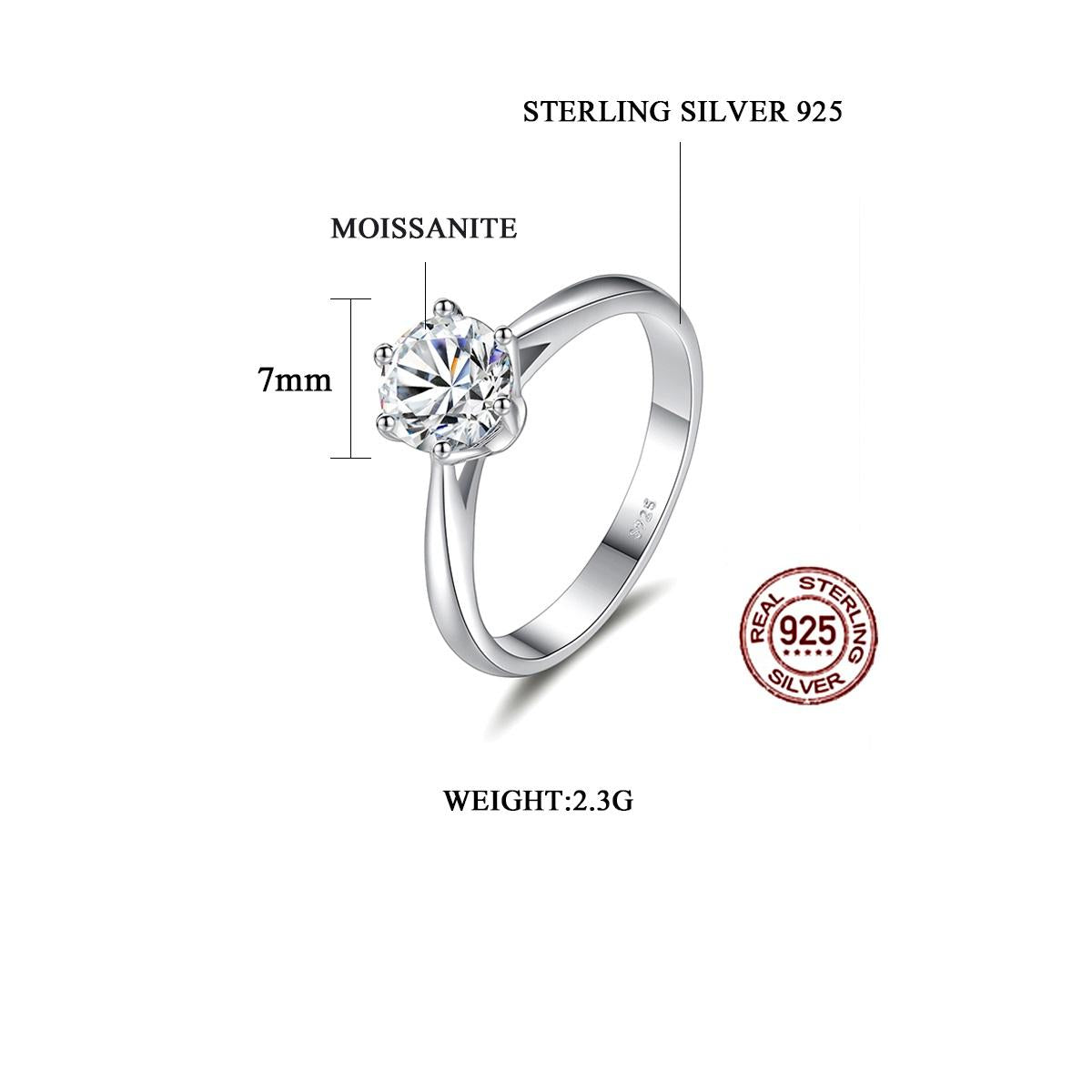 ZYRA® Sedna Engagement Ring in S925 Sterling Silver with 1 carat Moissanite - (Buy 1 Get 1 Free 0.1-carat Moissanite Kairi Earrings)