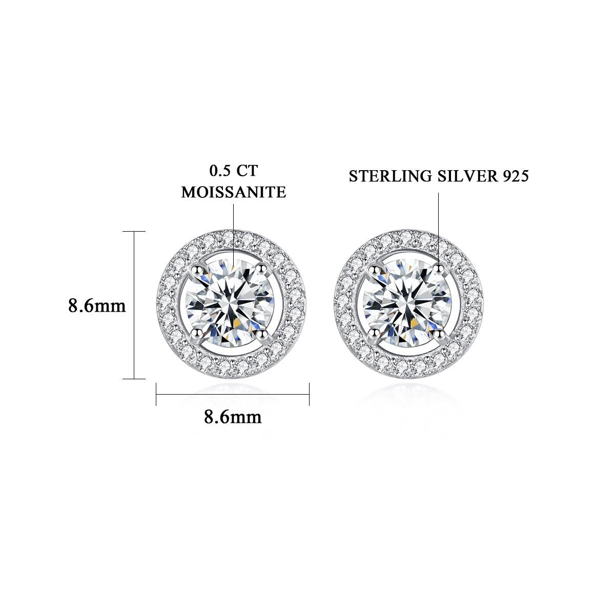 ZYRA® Moissanite Helmi Earrings in S925 Sterling Silver (1 pair) - (Buy 1 Get 1 Free 0.1-carat Moissanite Kairi Earrings)